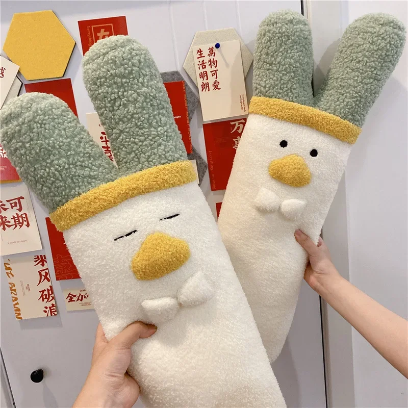 

1pc Scallion Duck Plush Toy Stuffed Doll Cartoon Animal Green Chinese Onion Allium Style Long Body Pillows Sofa Cushion Gift Kid