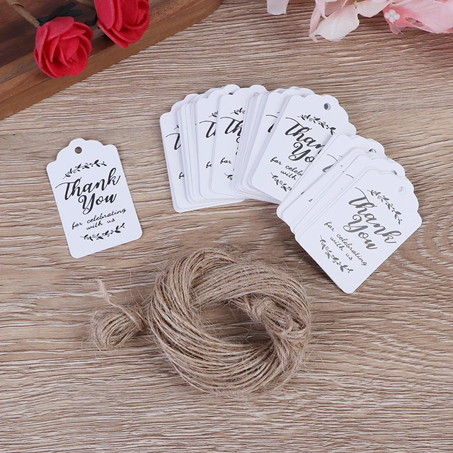 100pcs Kraft Brown /white Gift Tags with 20m Rope Thank You Paper tags for  Wedding baby Shower Christmas Label Party Decoration - AliExpress