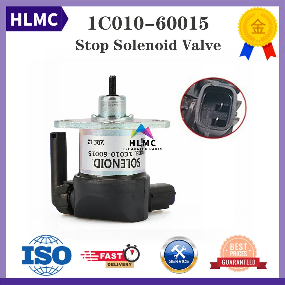 

Kubota M105S M105X V2203 V3300 V3600 V1505 Stop Solenoid Valve 1C010-60017 12V PC56 Fuel Shut Down Solenoid 1C010-60015