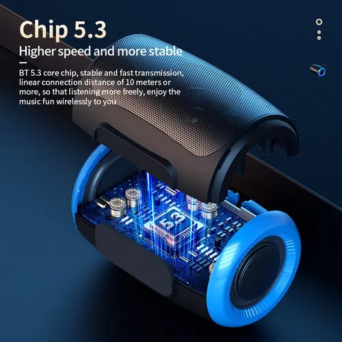 TSN-1 휴대용 무선 블루투스 스피커, 5.3 스테레오 FM, SD, USB 디스크, Aux 모드, 야외 하이파이 사운드 방수 3