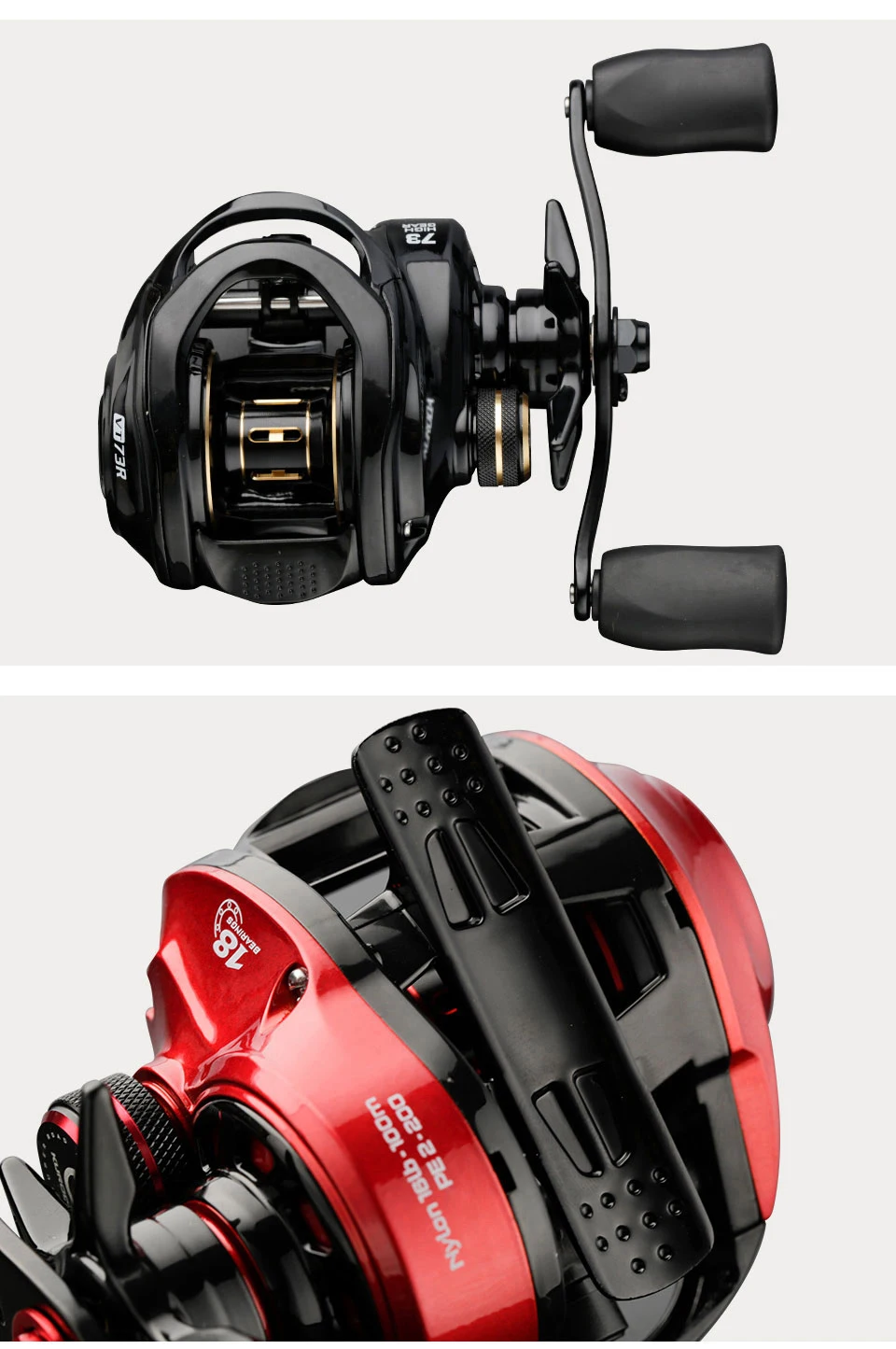 Bait casting Angel rolle 7.3:1 High Speed Max Drag 8kg Angel rolle für Bass Fishing Köder Casting Rolle – Detail 14