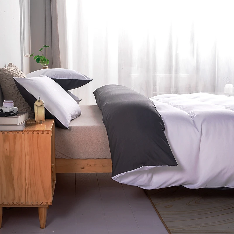 3pcs Solid colour duvet cover set of three Scandinavian simplicity queen size comfy/with pillowcases 4