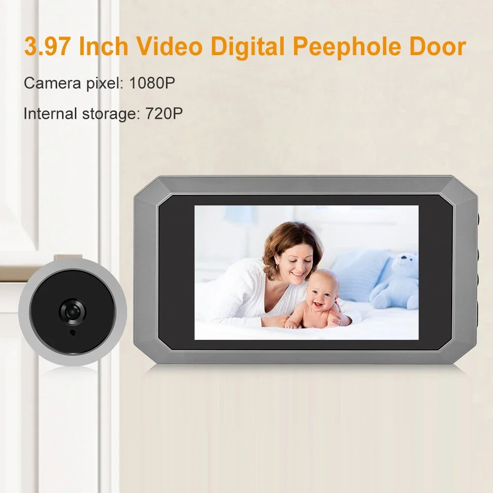 Digital Magic Eye Electronic Viewfinder Photo Recording Safety Door Viewer 3.97in LCD Screen Door Peephole Camera 1080P Camera