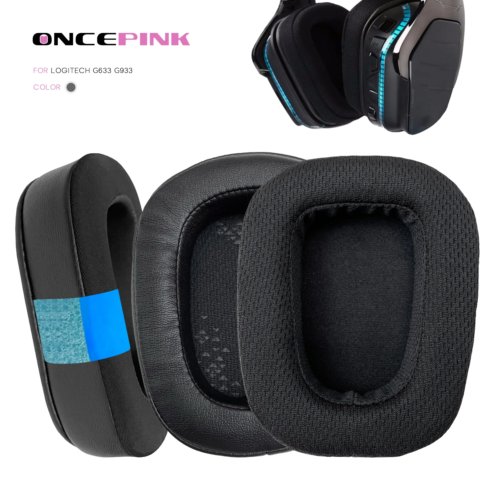 OncepinkReplacementEarPadsforLogitechG633G933HeadphoneCooling