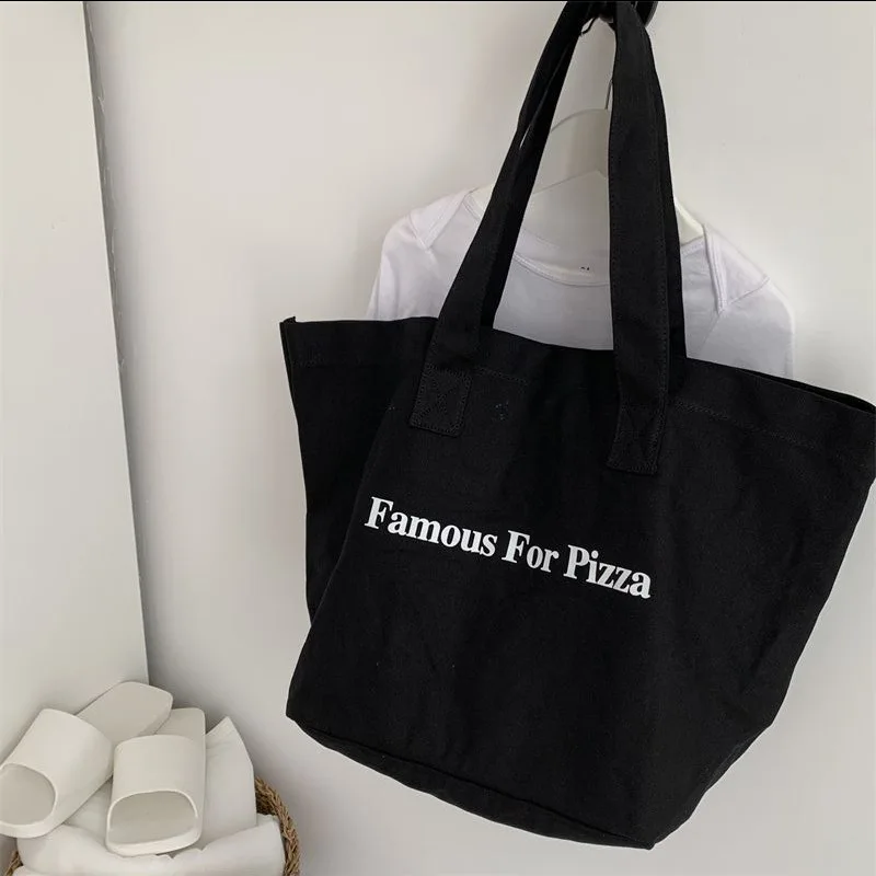 Women Extra Large Canvas Shopping Bag Ladies Special Designer Letters Print Handbags Girl's EcoTotes Students Book Shoulder Bag 