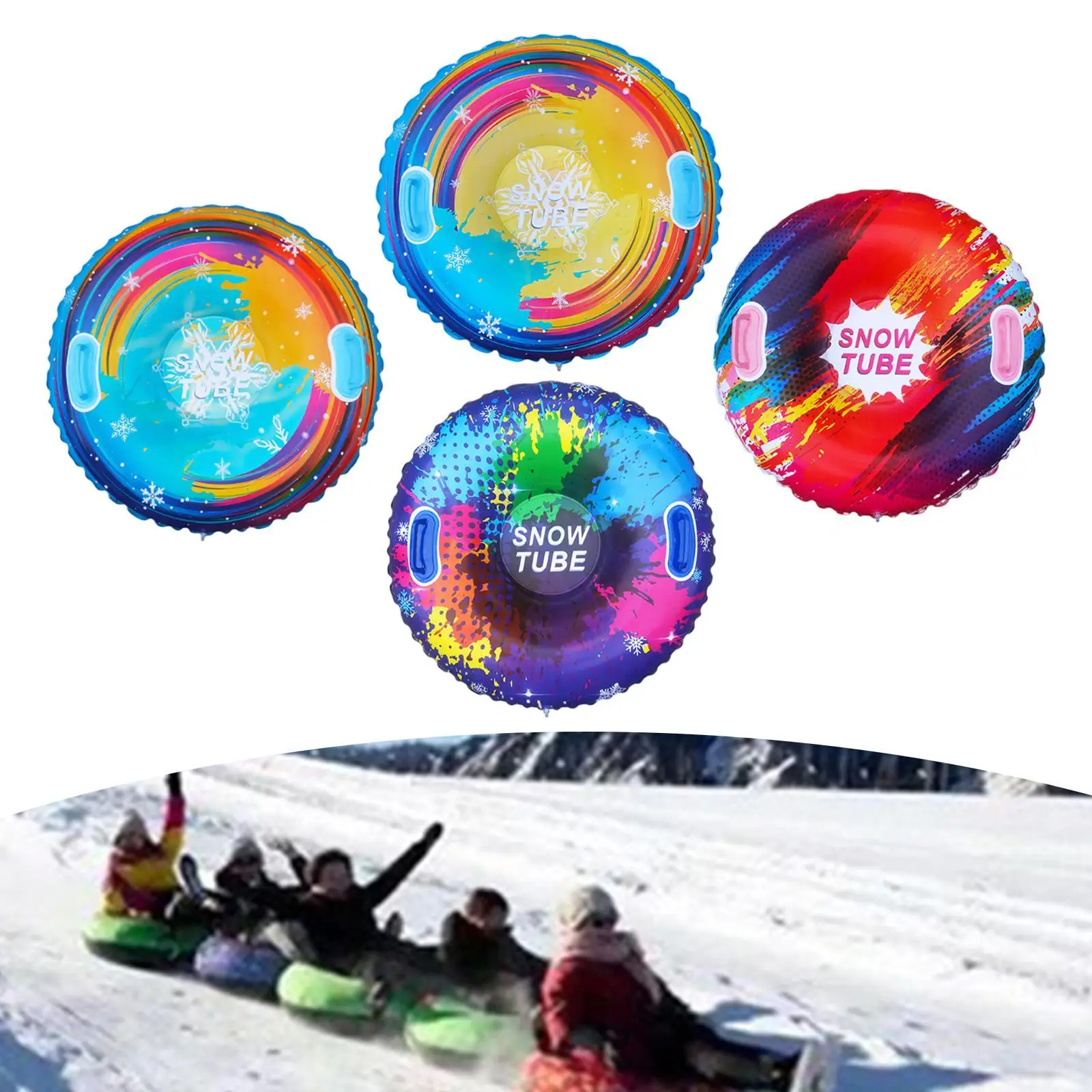 Inflatable Snow Tube Inflatable Sled Winter Snow Tube， Outdoor 37 in Skiing