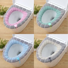 

Knitted Soft Toilet Seat Cushion Comfortable Cartoon with Handle Washable Winter Warm Plush Zipper WC Mat Bathroom Accessories