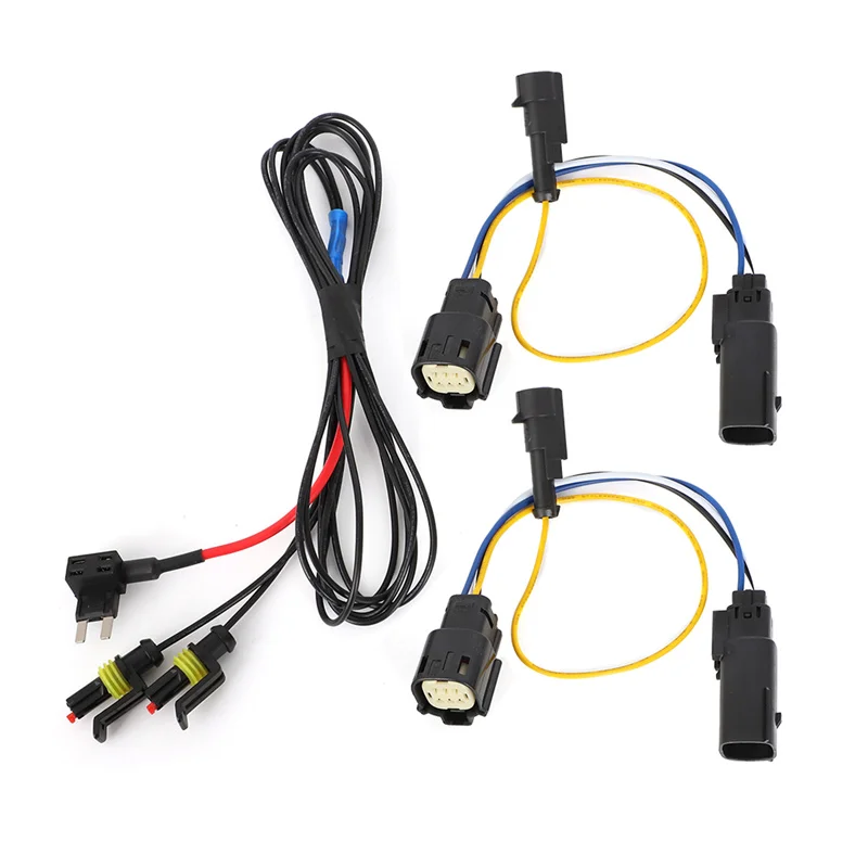 LED headlight harness adapter utilizing plug and play fuse tap harness with 4th wire present For Jeep Wrangler JL