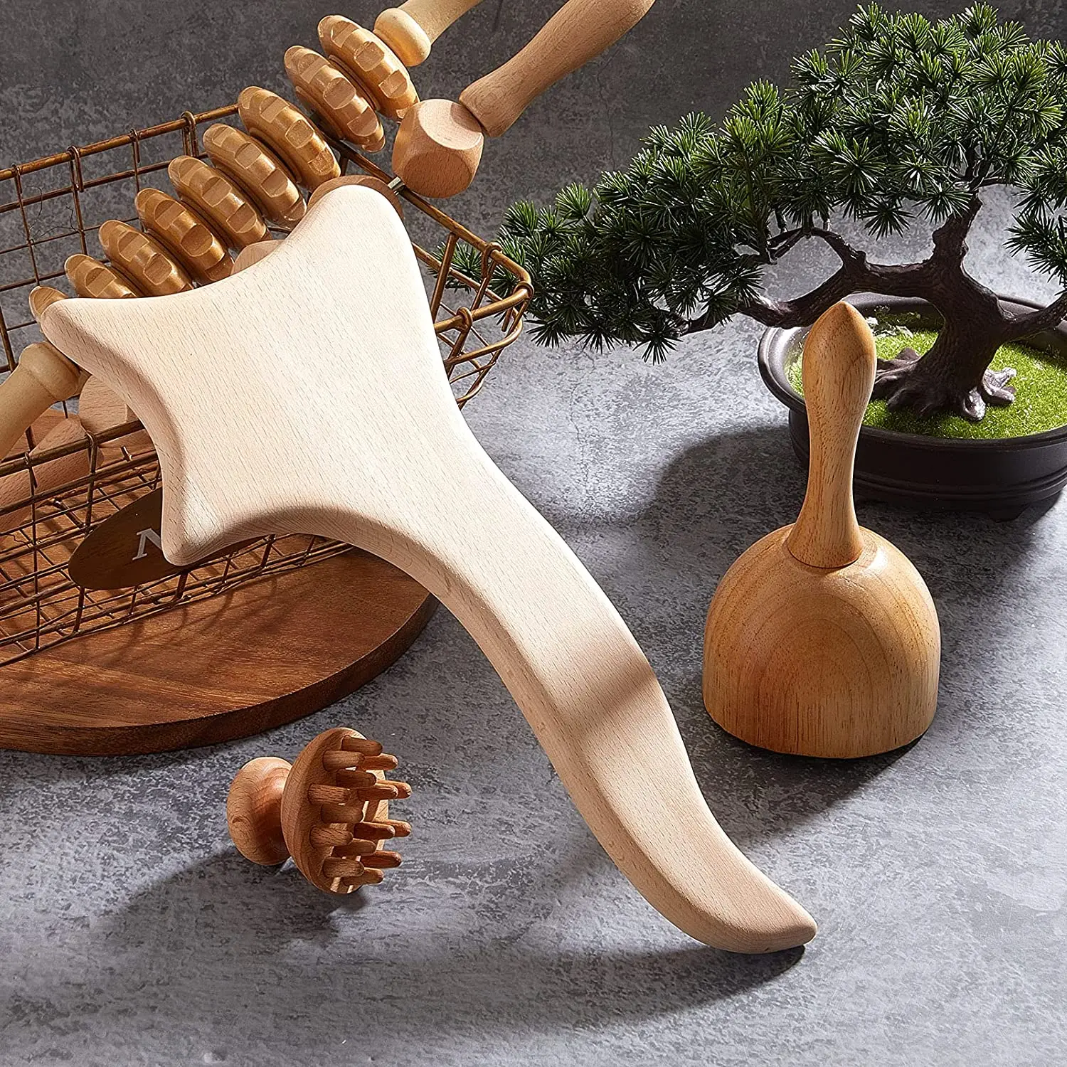 Wood Therapy Massage Tools Gua Sha Board Wooden Scraper Massage Rolls Lymphatic Drainage Tool for Release Cellulite Sore Muscle - immagine 6