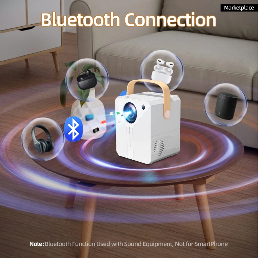 4K Home Ultra HD 5G Projector Built in Android System Built in Sound System Supports Office and Entertainment
