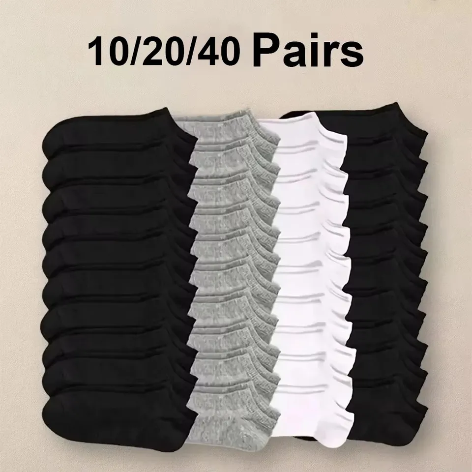 10/20/40 Pairs Men's Boat Socks Business Sport Sweat Absorption Mature Summer Autumn Solid Color Versatile Ankle Socks