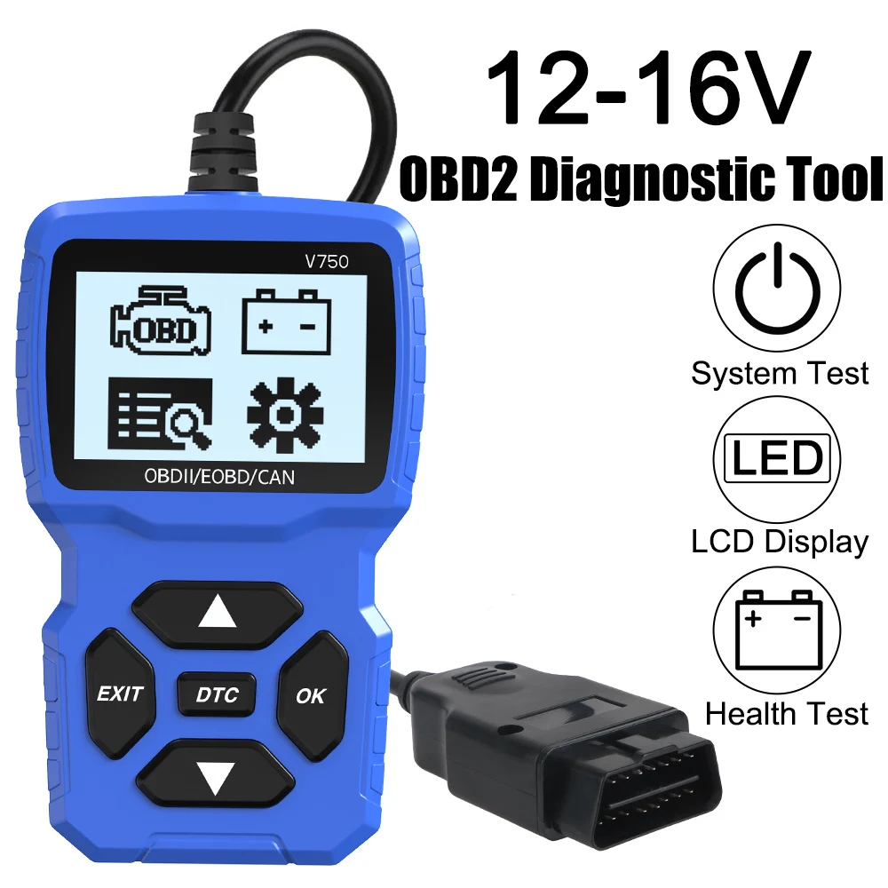 

Code Reader Multi-language V750 Check Engine System Car Diagnostic Tool Read Vehicle Information Battery Tester OBD2 Scanner