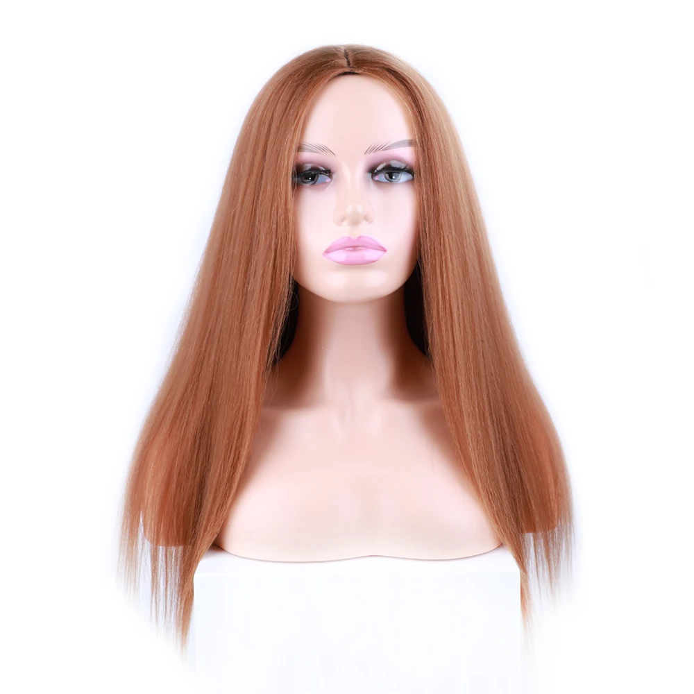 

Skily Straight Wig With Long Human Hair Blend Wig With For Black Women Indian Glueless Full Machine Made With Highlight