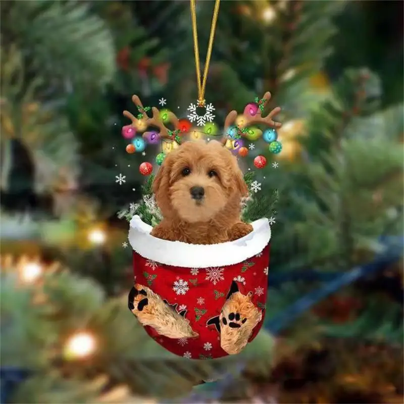 Christmas Ornaments Cute Puppy Dog Christmas Tree Hanging Pendant Xmas Decoration For Gift Family Wedding Party New Year Decor christmas decorations