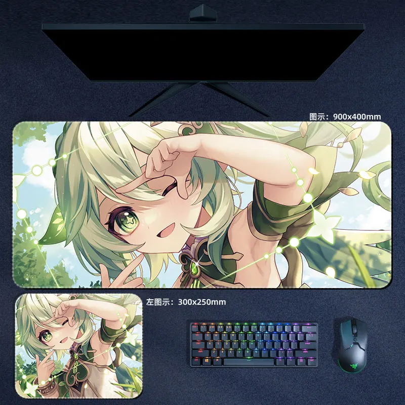Nahida Genshin Impact Mouse Pad Mousepad Padding Teclado Computer Pad Anime pc Jogos Acessórios Desk Mat Lesser Lord Kusanali - Imagem 2