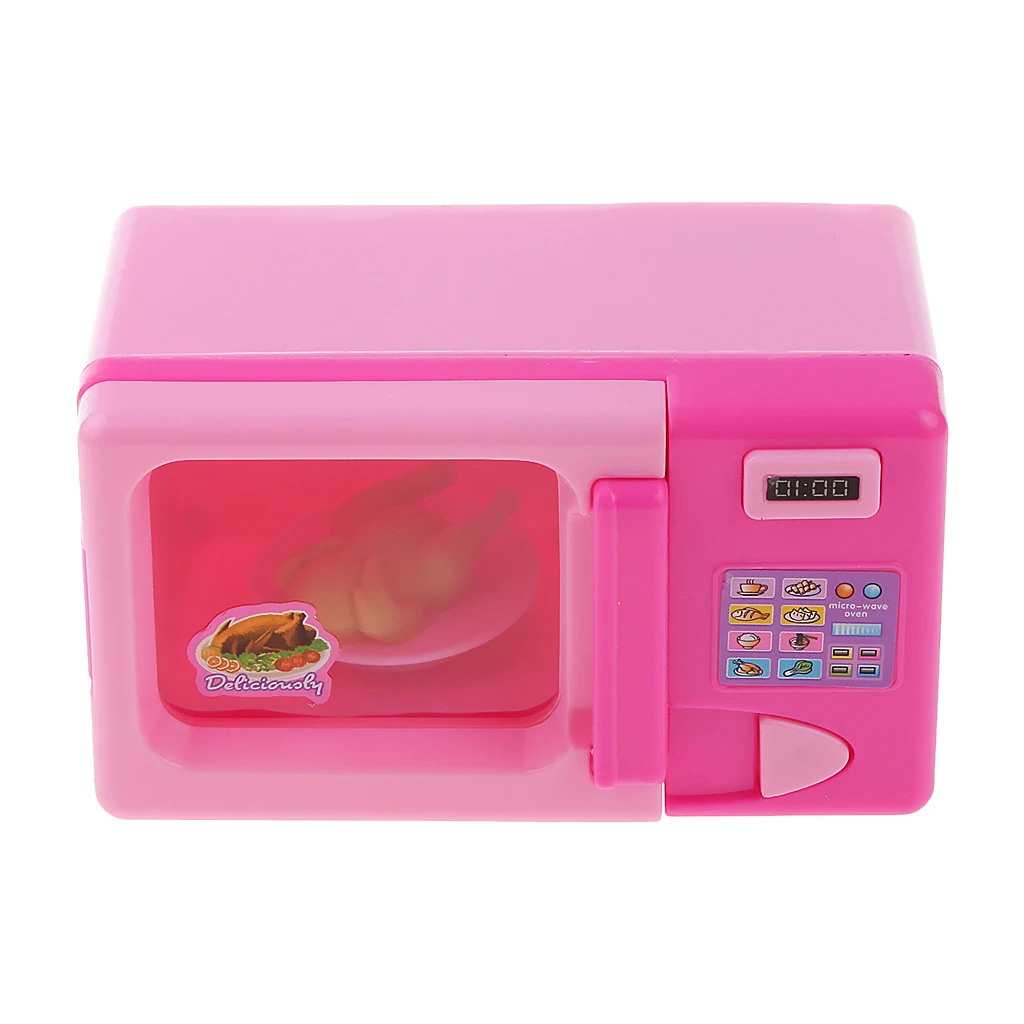 Children Role Playing Toys Household Furniture Microwave Pink 5