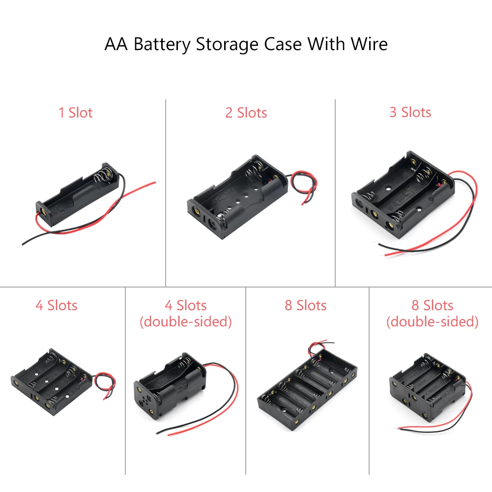 AA Battery Storage Case Holder Box with Lead Cables 1X 2X 3X 4X