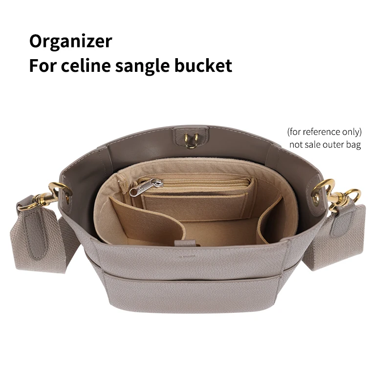 

For Celine Sangle Bucket Women Felt Insert Organizer Cosmetic Bag Handbag Shaper Shopper Bag Makeup Travel Inner Purse Storage