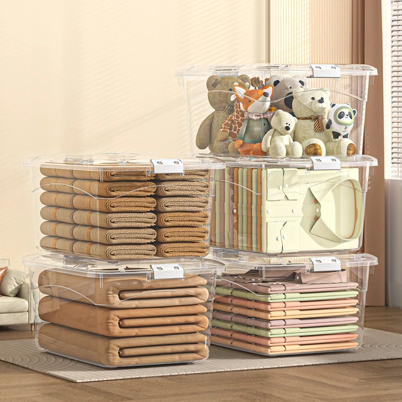 Transparent Plastic Storage Box Thiened Large Capaci for Clothes Toys Clothes for Home Student Dormi Plastic Storage Box