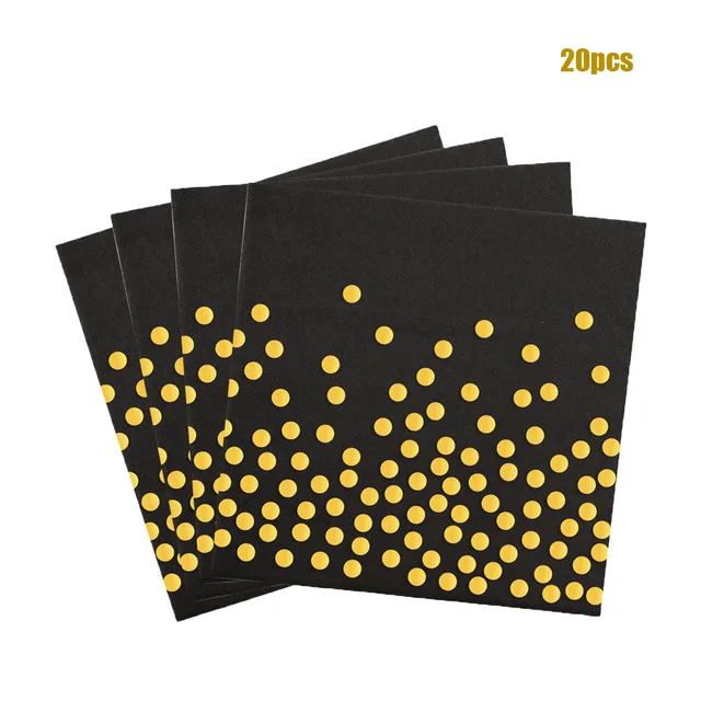 Black & Gold Party Tableware Set – Disposable Plates, Cups & Napkins 5