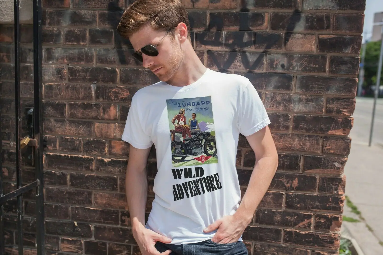 Maglietta Baumwolle Vintage Zundapp Motor Adventure Neu 5 Farben S 2Xl