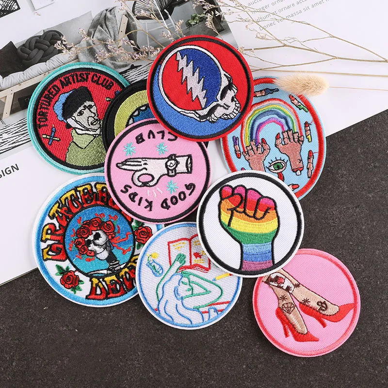 

Круглые Мультяшные Популярные Животные, вышитые аксессуары «сделай сам», значки, патчи для одежды, шитье утюгом на сумке, чехле для телефона