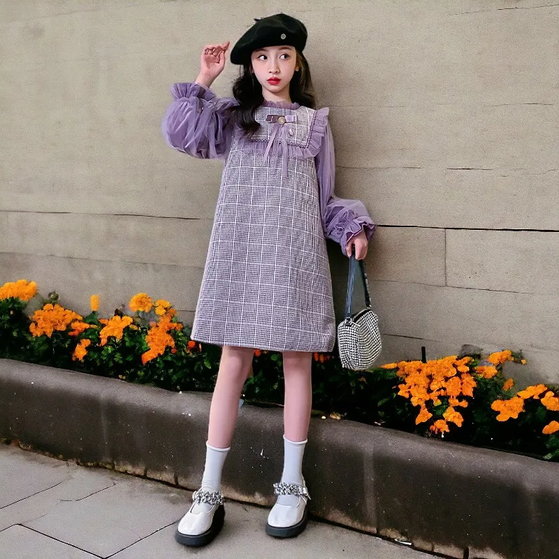 

French Girl Princess Dresses Elegant Wedding Outfits Vintage Purple Birthday Chilren Clothes for Easter Eid Party 5 6 8 10 12 13