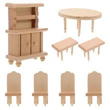 

1 Set Table Chair Doll House Furniture Dining Room Miniature Things
