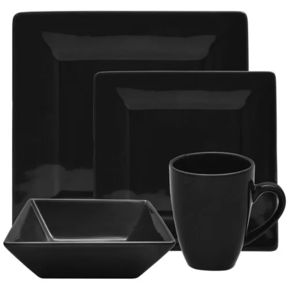 

Nova Square 16-Piece Stoneware Dinnerware Set, Cream/White