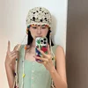 Handmade Crochet Hat Y2k Fashion Hollow Beanie Hat Cap with Beads Tassle Thread Knitting Thin  Baotou Hat for Decoration Japan 4
