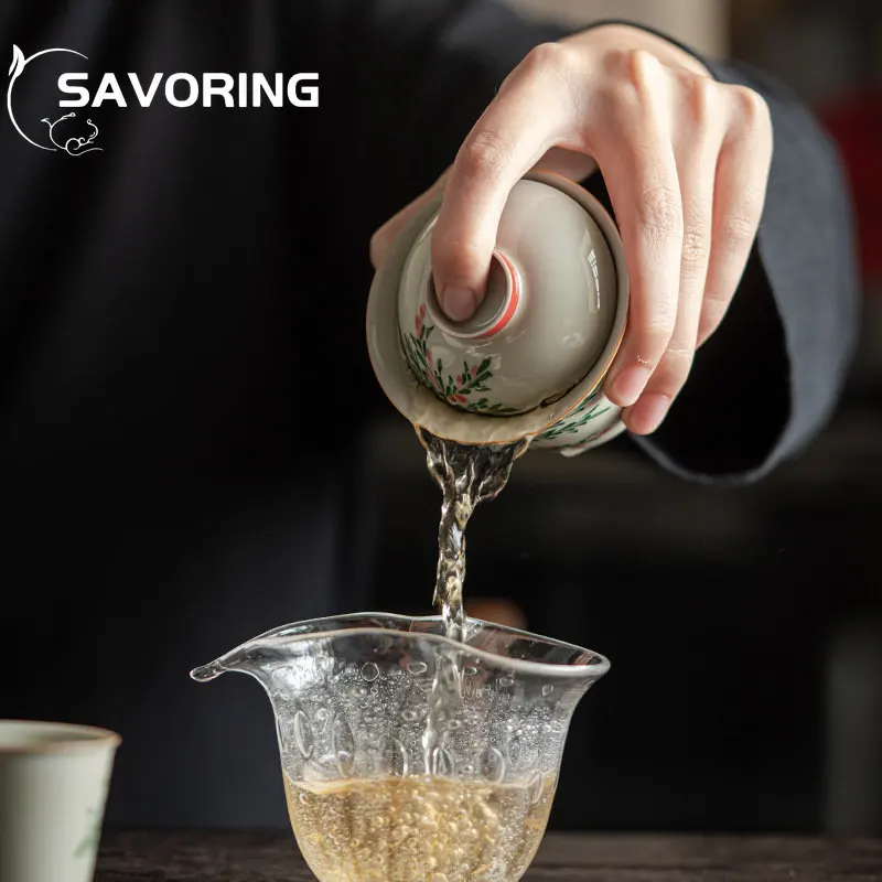 120/130ml hand-painted Lingxiao flower Tea Tureen underglaze color ceramic kung fu tea set bubble Gaiwan household literati cups