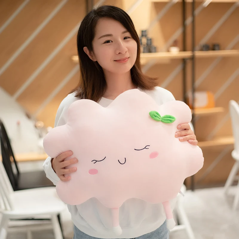 Plush Pillow Sleeping Sun Cloud Shaped Cartoon Bed Decor Nursing Yellow Pink Blue 6 Sizes 4