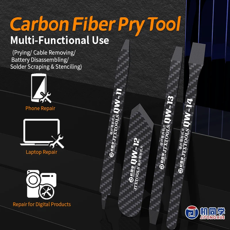 JTX QW11-14 탄소 섬유 프라이 도구 개봉 도구 고온 저항 LCD 스크린 분해 카드 휴대폰 수리 도구