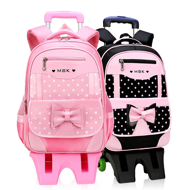 

High Quality School Backpack Trolley Backpack With Wheels Waterproof School Bags For Teenage Girls Luggage Bag Children Kid Bags