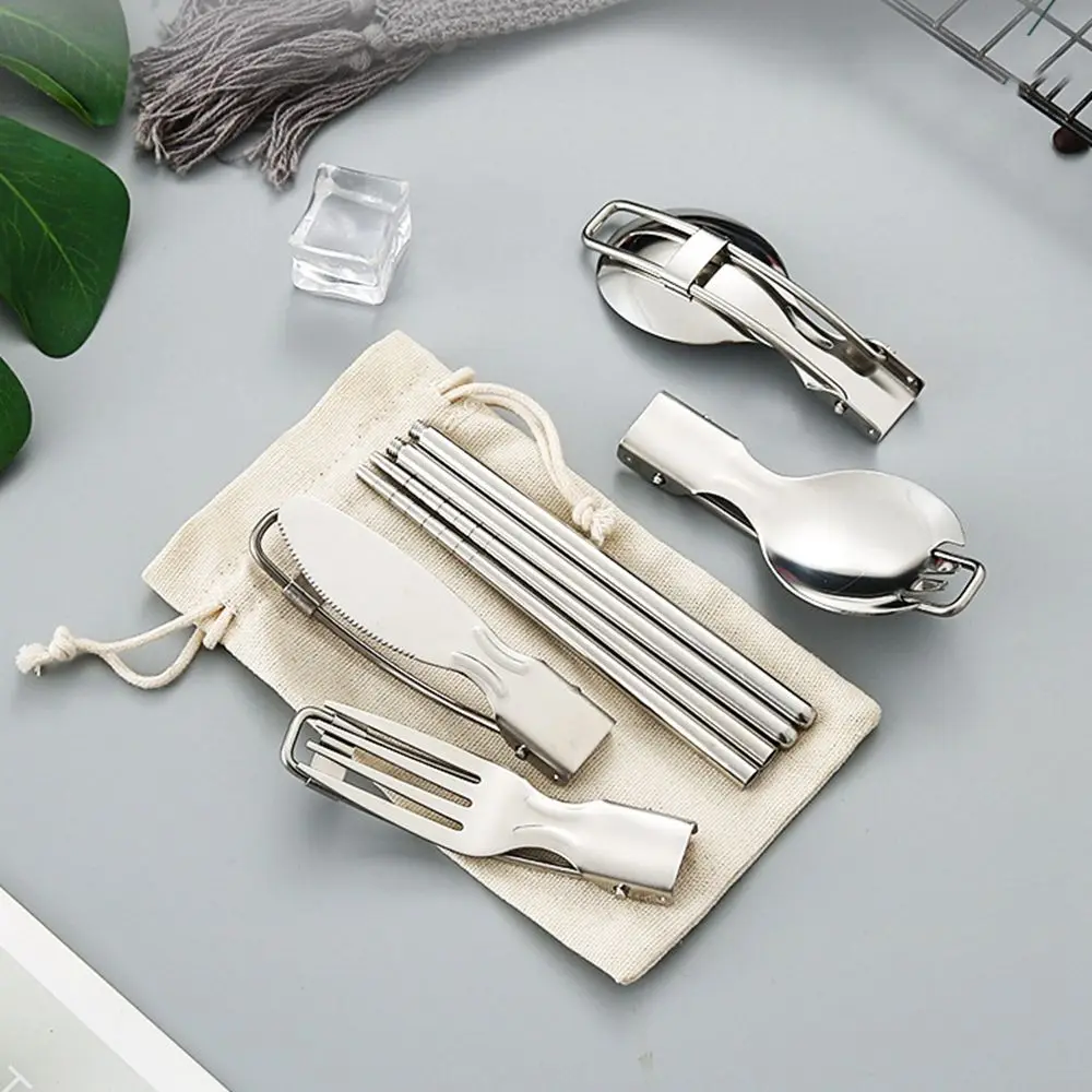 Guoxing 6 In 1 Stainless Steel Folding Cutlery Setfolding Camping