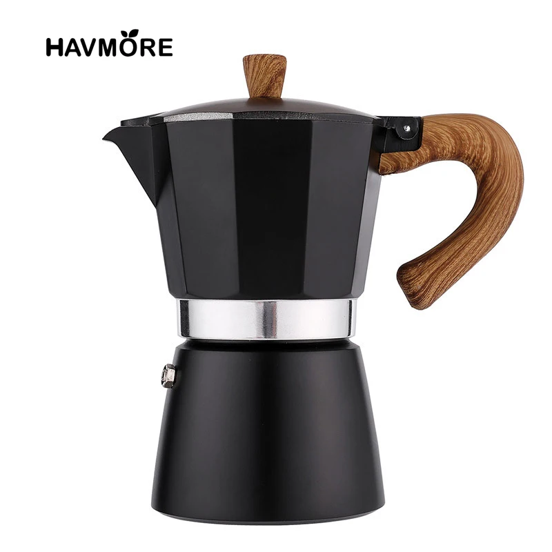 إسبريسو موكا مقبض خشبي 150/300مل