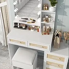 Makeup Vanity with Mirror and Lights, Storage Capacity Display