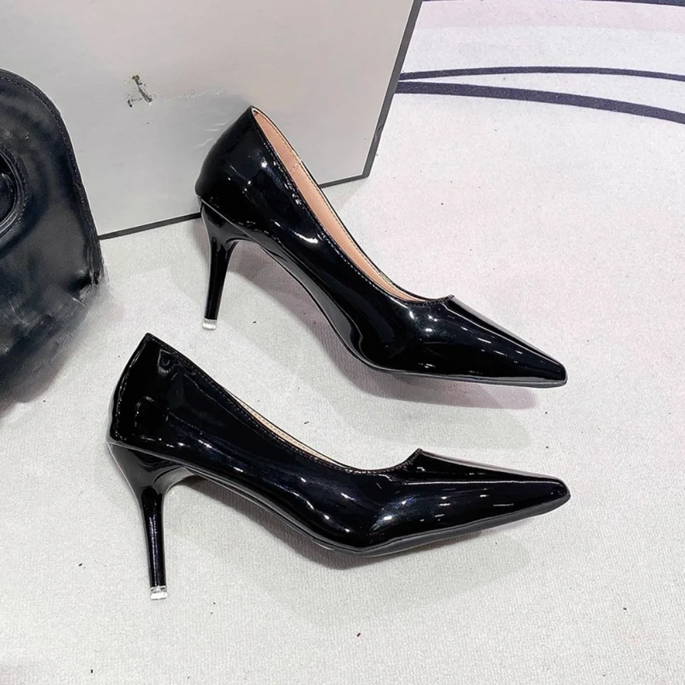 Sexy Black Sole Thin 6cm 8cm 10cm Heel High Heels Classic Style Black Office Work Shoes light Lady Pumps Plus Size 43 6