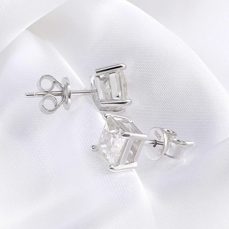 Moissanite Stud Earrings 925 Sterling Silver Jewelry Silver Stud Earrings Womens Earrings