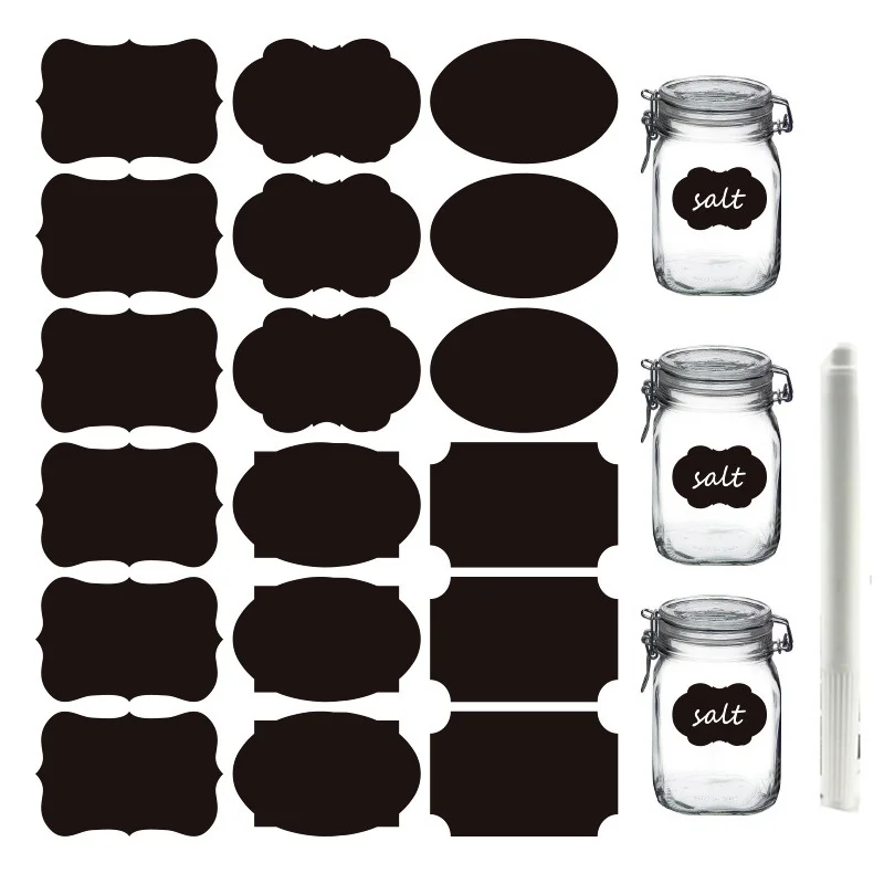 8-108pcs/Set Chalkboard Labels Spice Sticker Organizer Label for Household Kitchen Jars Bottles Blackboard Stickers with Pen