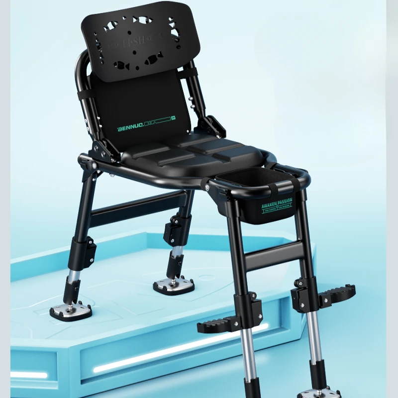Outdoor Fishing Chair,Portable Fishing Kit, U-Shaped Chair with Sunshade,Heavy Duty for Wild Fishing, Adjustable Reclining