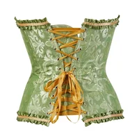 Femmes surbuste Corset Korset Basques Floral dentelle haut Bustier Jacquard Lingerie Corselet 5