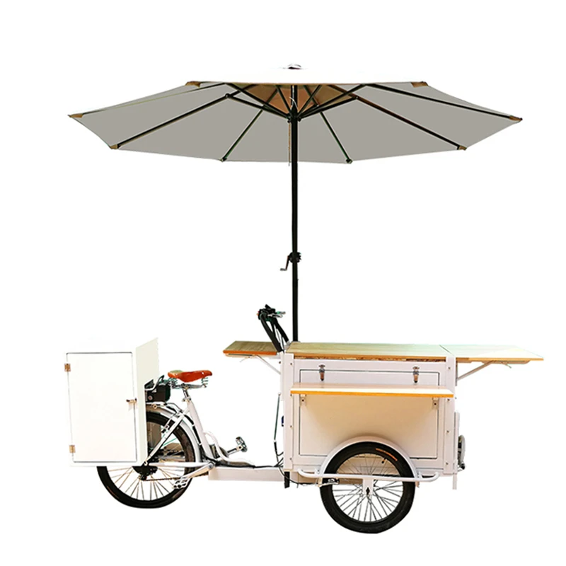 

Business 3 wheeled Ice Cream Cargo Bike Electric Pedal Bicycle Street Mobile Vending Truck Coffee Kiosk Catering Food Cart