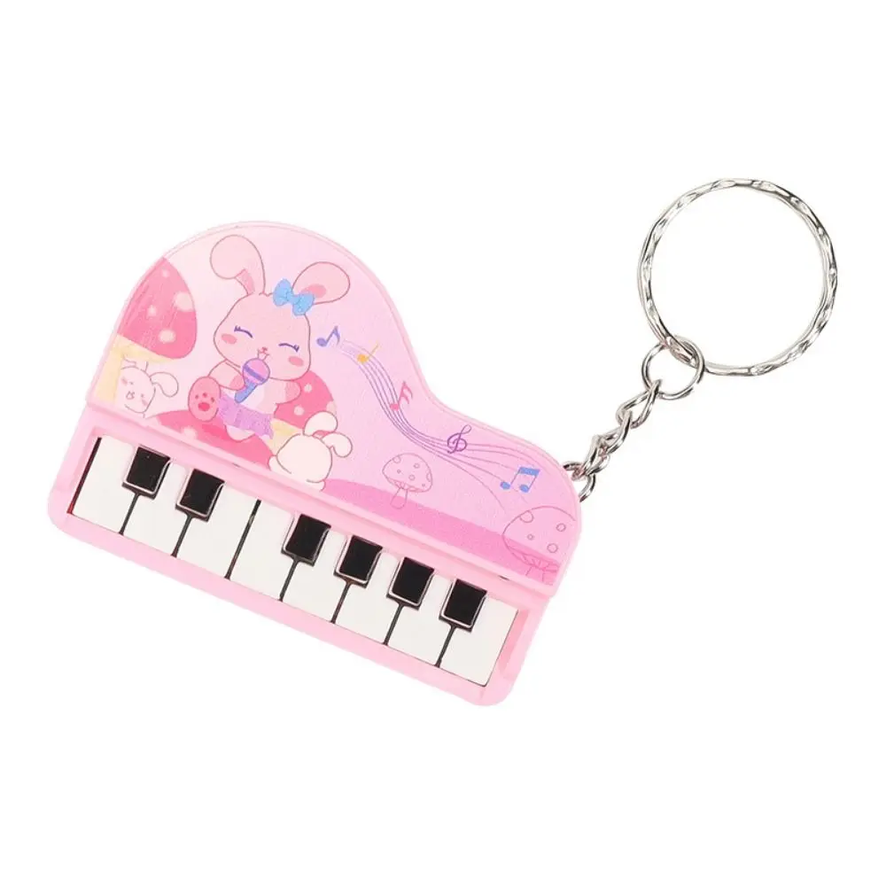 Solid Color Mini Electronic Piano Keychain Vertical Bear Mini Piano Key Pendant Audible Lovely Musical Instrument Piano Keyring