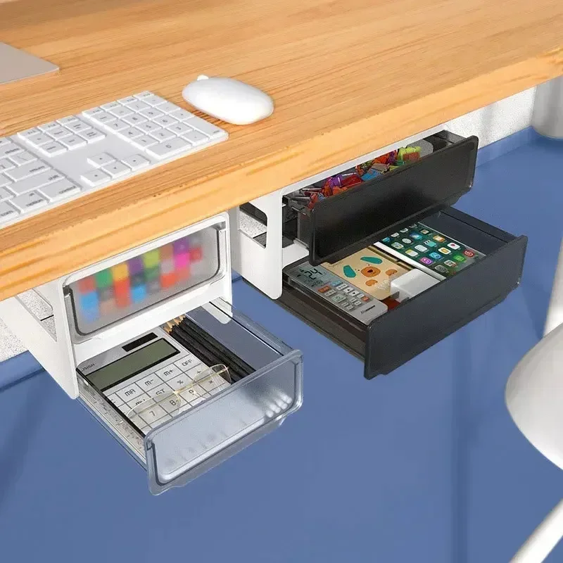 

Simple Plastic Hidden Self-Adhesive Storage Box Desk Drawer Storage Cosmetics Stationery Sundries Table Storage Holder Organizer