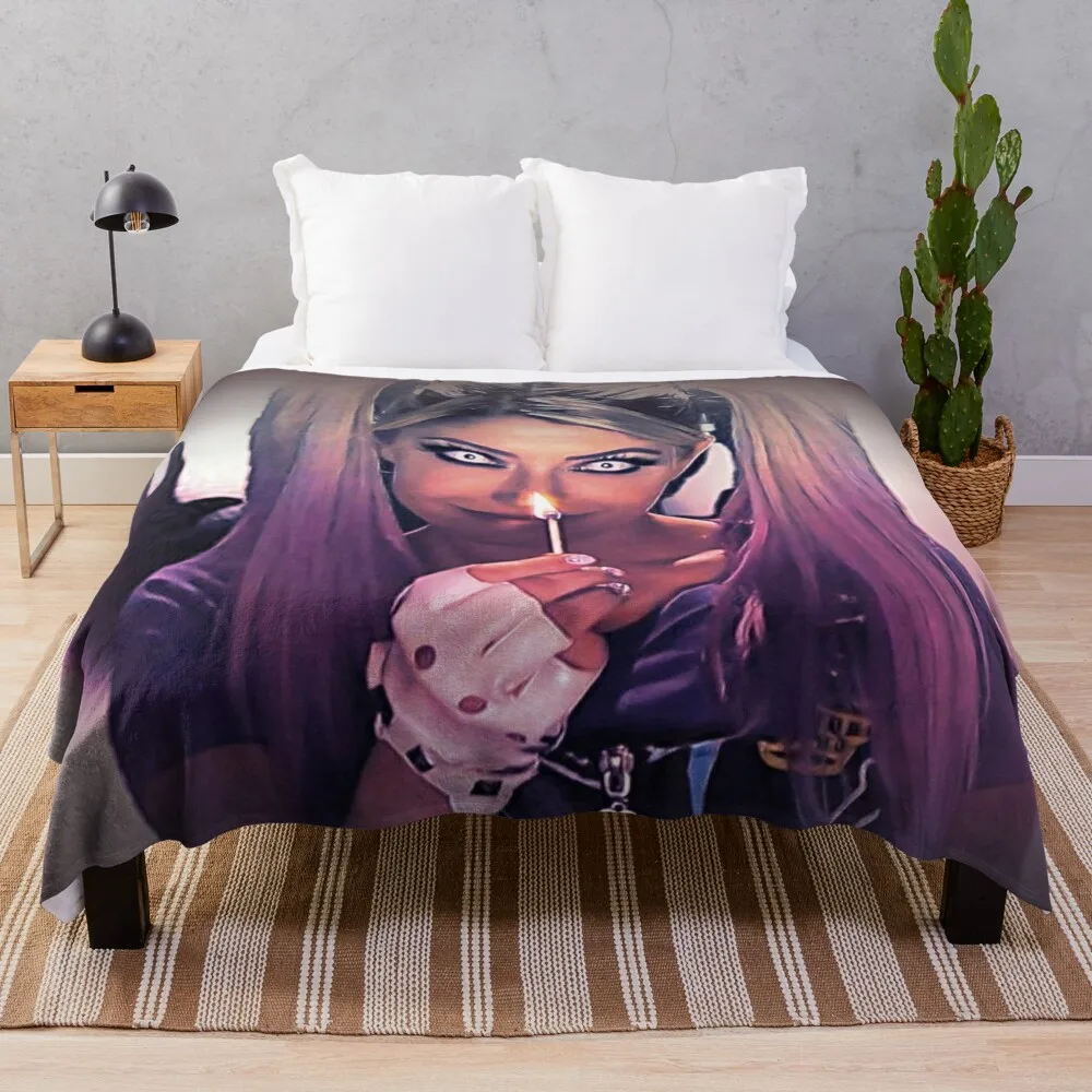 

Flaming Pink Vignette Throw Blanket Stuffed Blankets Plaid on the sofa