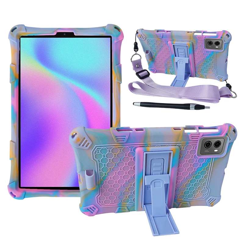 Universal Kids Safe Soft Silicone Kickstand Case with Shoulder Strap