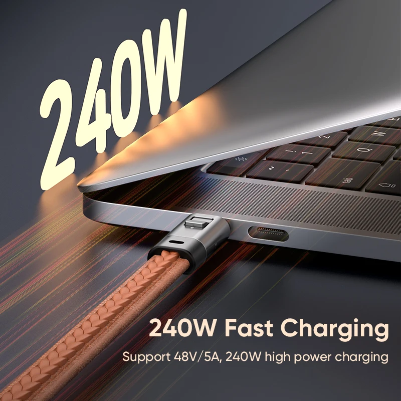48V5A  240W Fast Charge Cable Type C To Type C Short Keychain Design Anti Loss for Huawei OPPO Laptop Tablet Mobile Charging