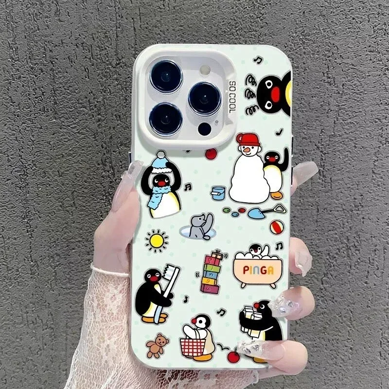 Cartoon Pingu Penguin Silver IMD Phone Case – Stylish Protective Cover
