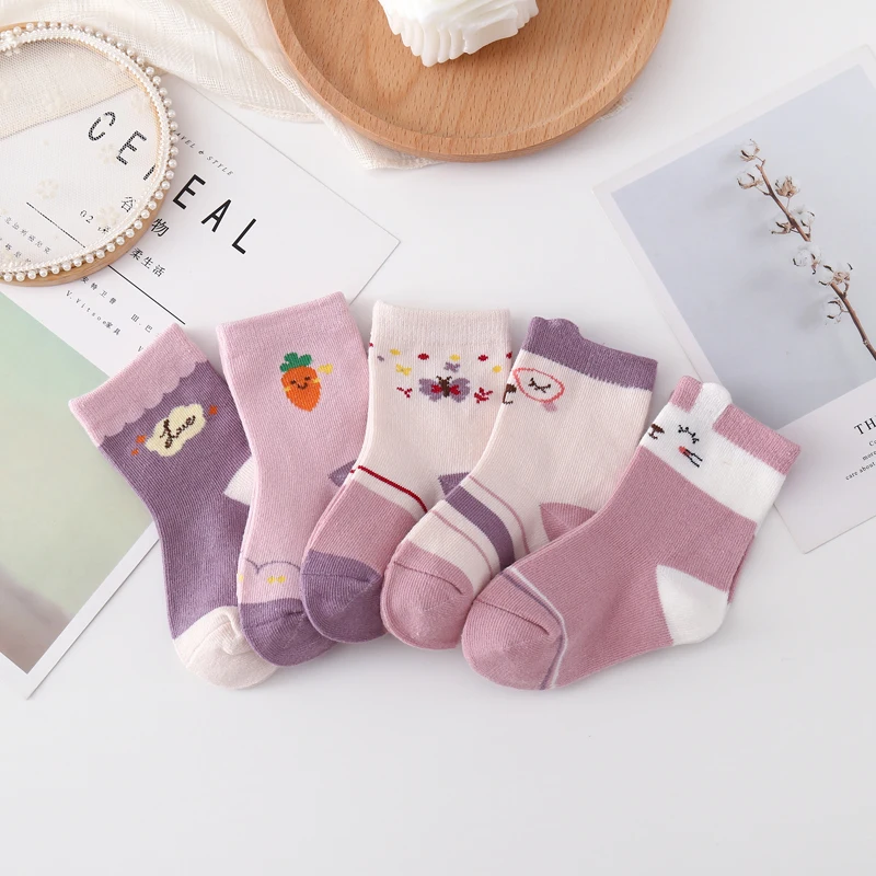 Children's socks pure cotton breathable spring autumn winter four seasons girls' medium tube socks children's cotton socks